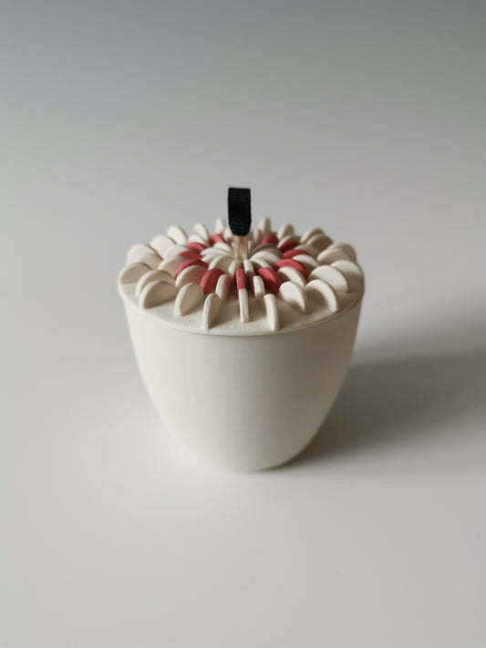 Large Red Lidded Vessel